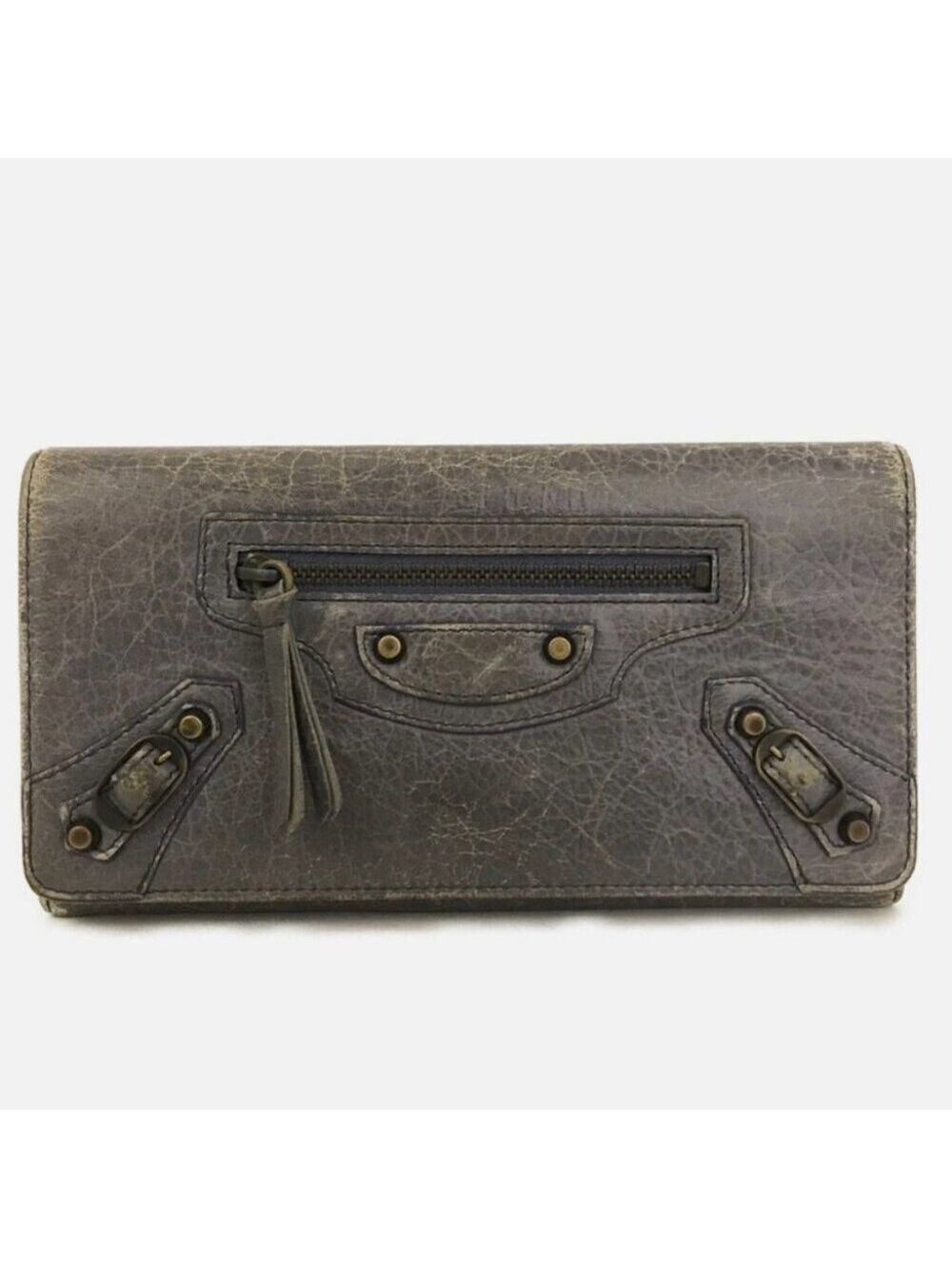 BALENCIAGA Classic Continental Leather Long Bifold Wallet Excellent Condition